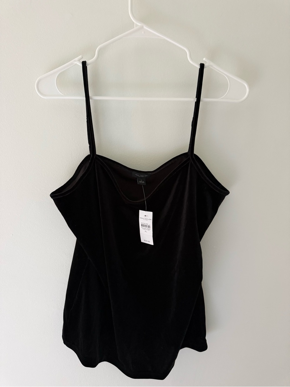 NWT Ann Taylor Slim Velvet Cami Tank Top - Black Womens XL